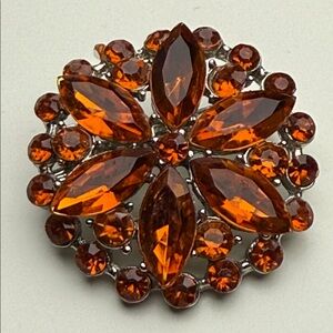 Gorgeous Orange fire Brooch pin gunmetal back stunning